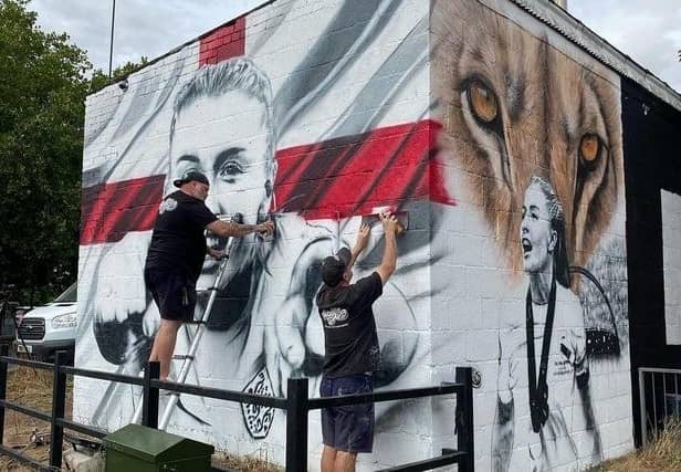 Professional artists painted the Leah Williamson mural last August in Newport Pagnell