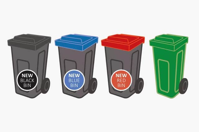 What's with all the different coloured bins and rubbish bags in London?