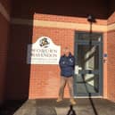 Cllr David Hopkins pictured outside the Woburn and Wavendon FC clubhouse