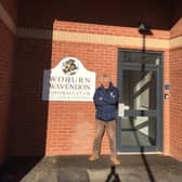 Cllr David Hopkins pictured outside the Woburn and Wavendon FC clubhouse