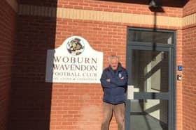 Cllr David Hopkins pictured outside the Woburn and Wavendon FC clubhouse