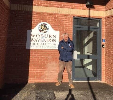 Cllr David Hopkins pictured outside the Woburn and Wavendon FC clubhouse