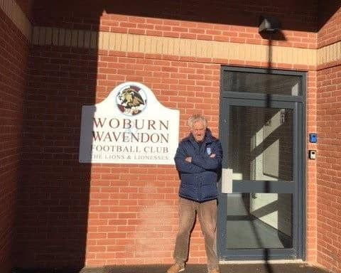 Cllr David Hopkins pictured outside the Woburn and Wavendon FC clubhouse