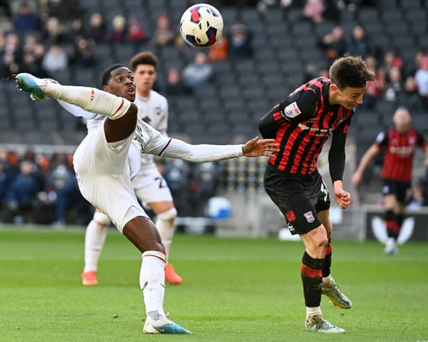 Sullay Kaikai's volley was saved by Ipswich keeper Christian Walton