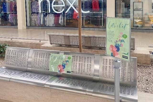Four benches situated outside the retailer ‘Next’ have been signposted as a dedicated area where a friendly chat with your seated neighbour, may help to alleviate feelings of loneliness.