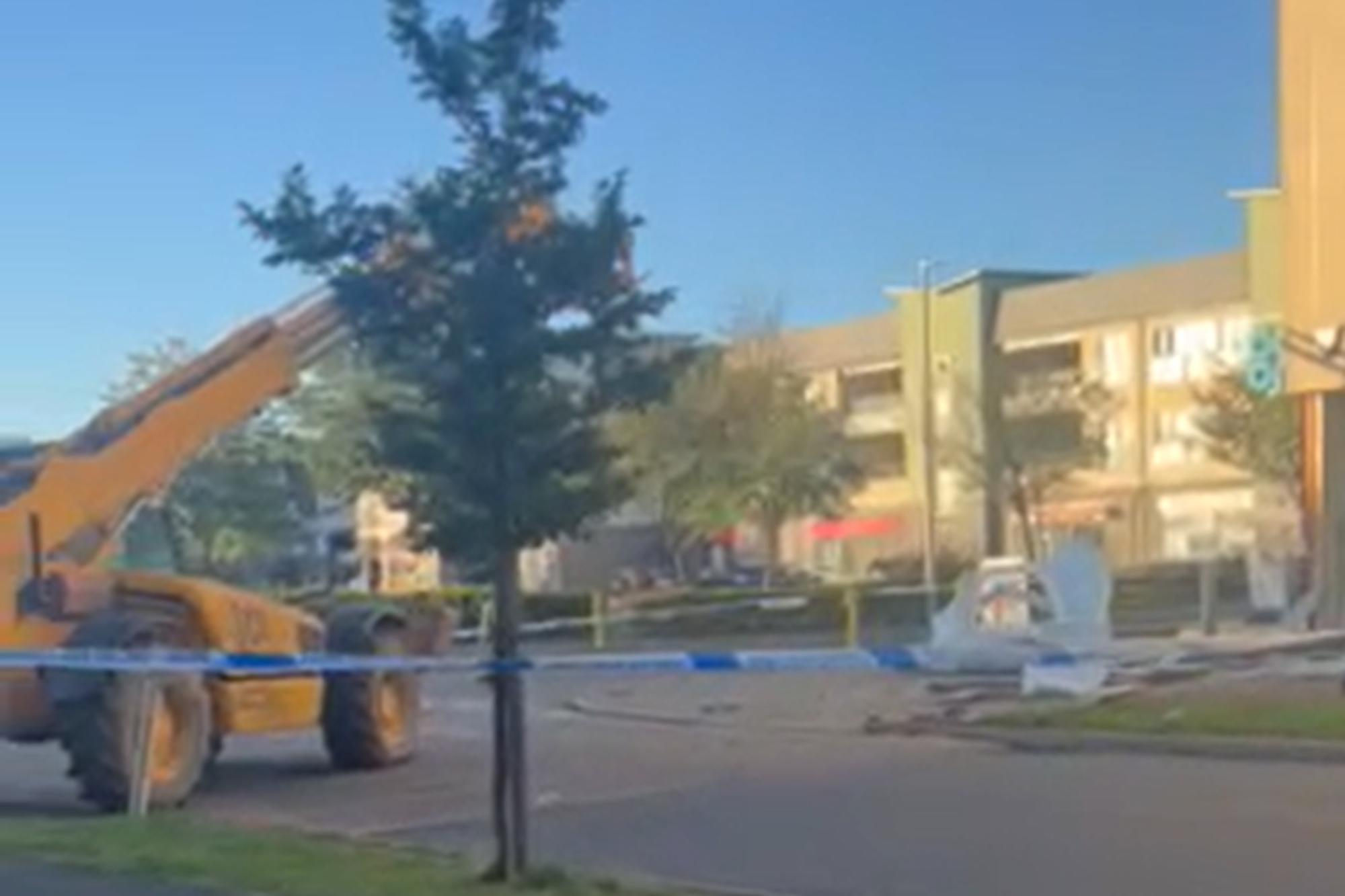 WATCH: Police cordon off Milton Keynes street after digger used to ram ...
