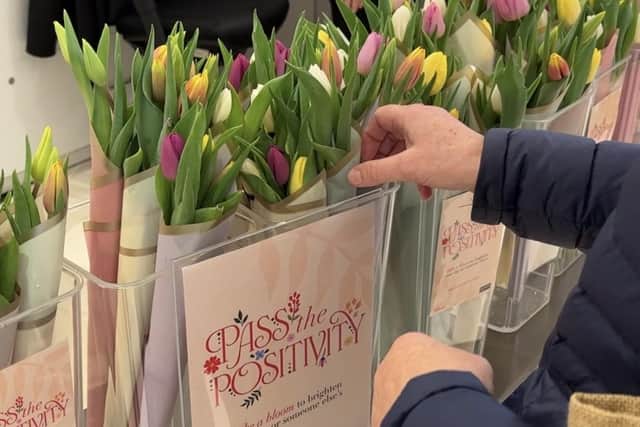 Shoppers at centre:mk were invited to spread the kindness with free bunches of flowers on Satruday