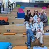 Layal, Amelie, Tenesee Bottom Scarlett, and Alexia are so pleased with MK College that they're helping the marketing department promote the place