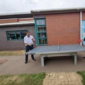 MPS Ben Everitt and Iain Stewart enjoy a spot of table tennis at MK's Over 55s Fair