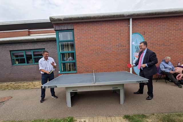 MPS Ben Everitt and Iain Stewart enjoy a spot of table tennis at MK's Over 55s Fair