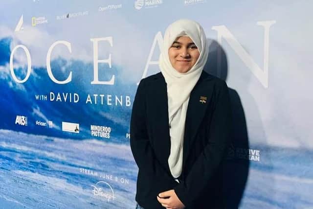 Maryam Jazeem is on blue carpet, at the Royal Festival Hall