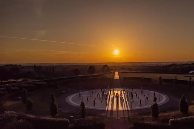 The sunrise was captured by a drone camera