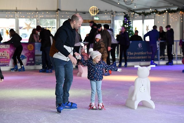 There were push-along novelties to help children get their balance on the ice
