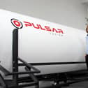 Pulsar Fusion boss Richard Dinan with the remarkable space rocket that's being made on a Milton Keynes industrial estate
