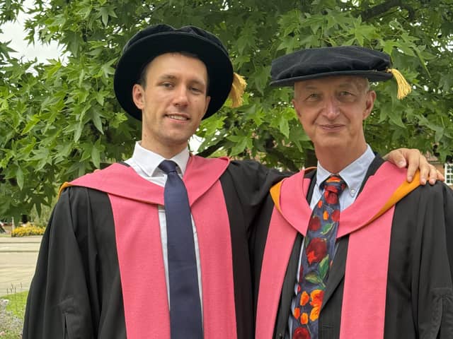 Gary Fox and his son Harvey have both been awarded PhDs from Cranfield University.