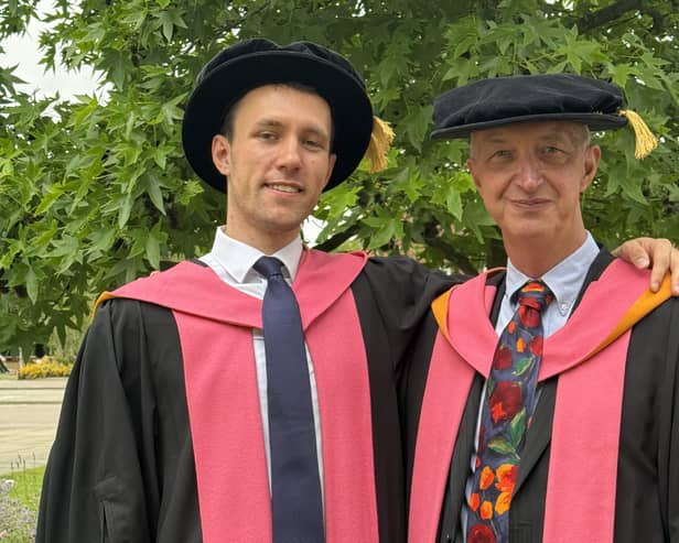Gary Fox and his son Harvey have both been awarded PhDs from Cranfield University.
