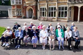 Bletchley Park Veterans gathered for a group photo outside the Mansion