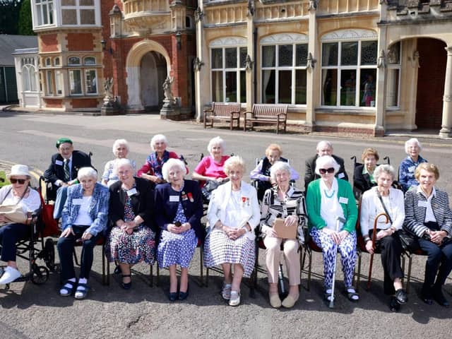 Bletchley Park Veterans gathered for a group photo outside the Mansion