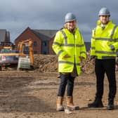 Cllr Jenny Wilson-Marklew and Cllr Pete Marland on the site of the new Fairfields local centre
