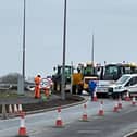 Farmers have blocked the road to prevent the prime minister from leaving Milton Keynes