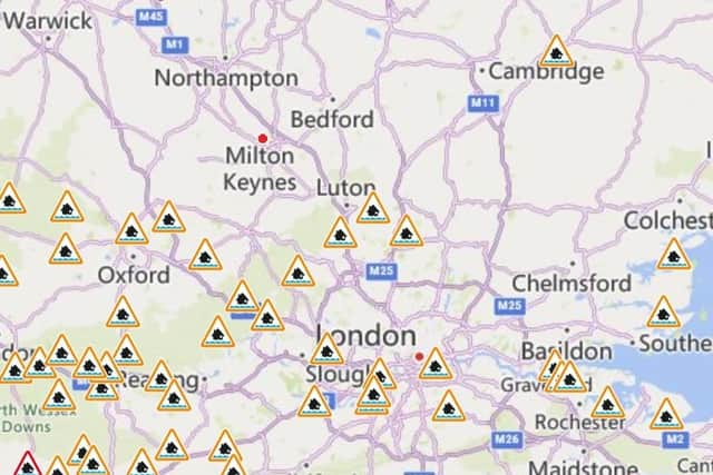 No flood warnings are in place for Milton Keynes, unlike many other parts of southern England