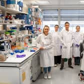 Prof Chris Jones pictured with his team at The Institute of Cancer Research in London