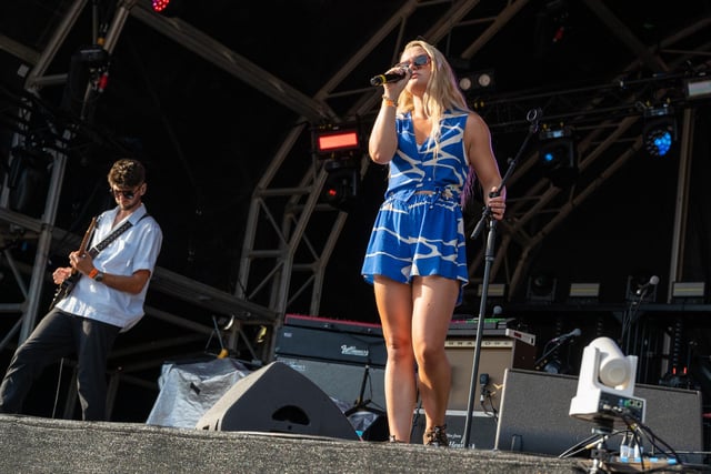 Charlotte Jane on stage at Campbell Park, Milton Keynes, July 16, 2022. Photo by David Jackson