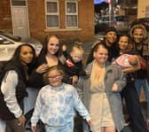 Angeline Bryan, far left, with some of her 14 children