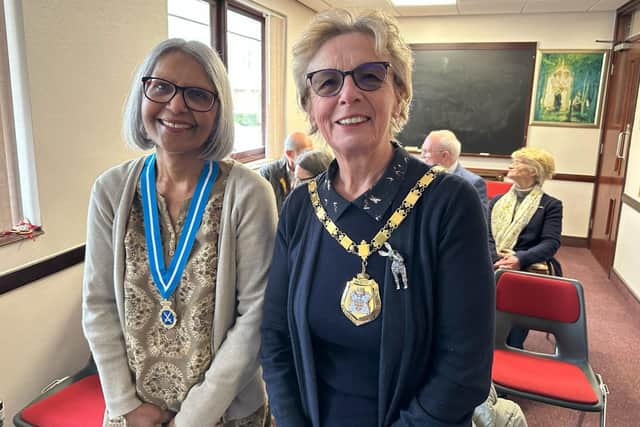 Kurshida Mirza, left, with the Mayor of Milton Keynes Marie Bradburn