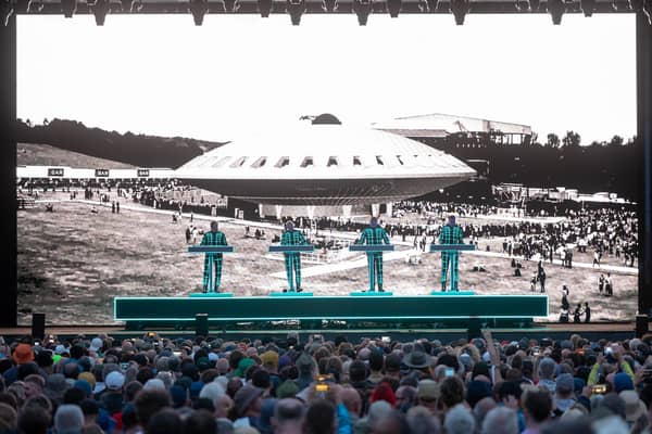 Kraftwerk on stage at The National Bowl in Milton Keynes on Sunday, June 22, 2025. Photo by David Jackson.