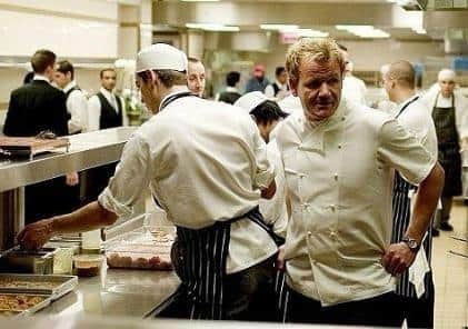 Celebrity chef John Lawson cooking with Gordon Ramsay