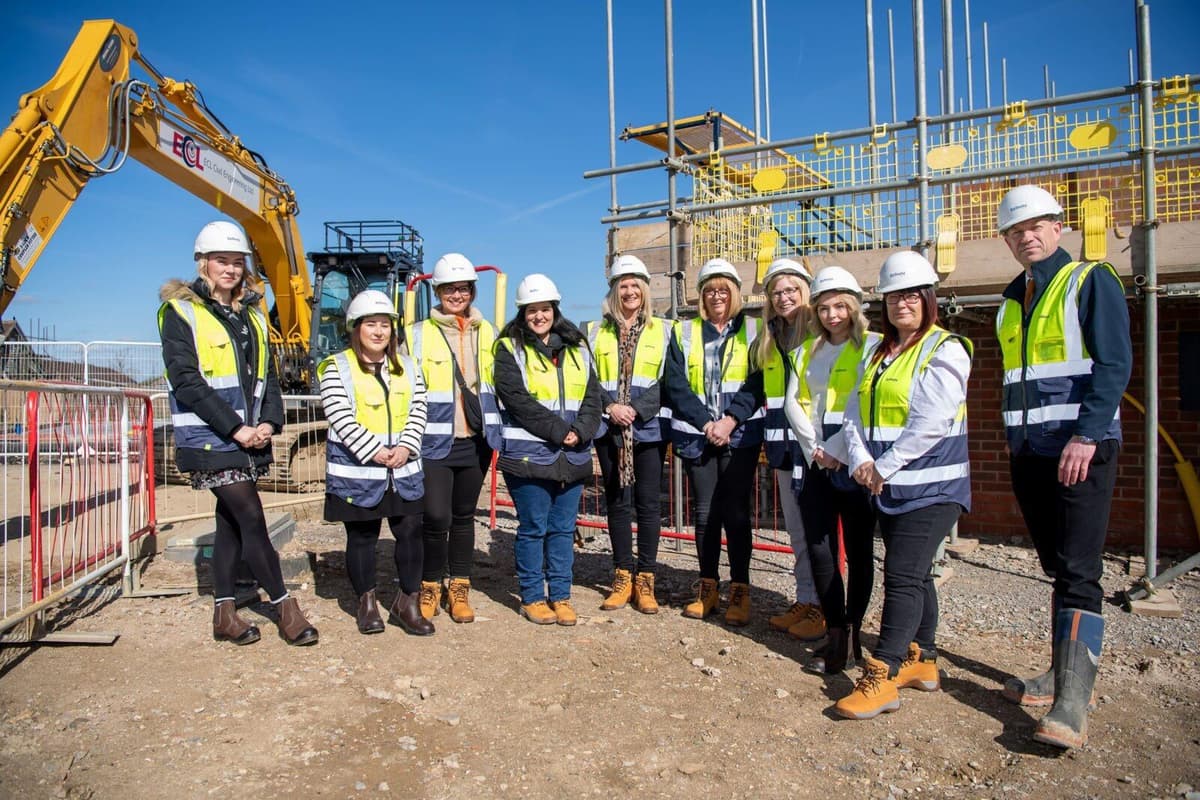 Women from Bellway's divisional office visit their Bellway at Whitehouse Park site in Milton Keynes 