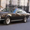 Library image of an Aston Martin V8 Vantage outside Christie's auction house in central London for the Sixty Years of James Bond auction.