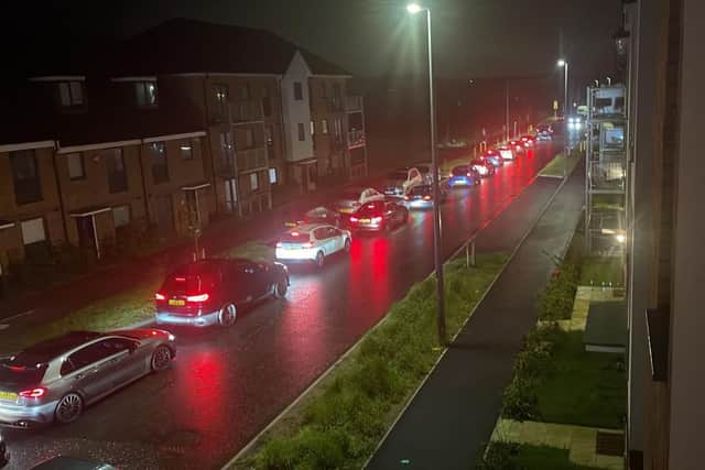 The cars raced through the streets of city estates late at night in MK