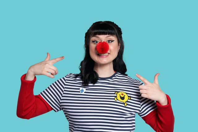 Blue Peter presenter, Abby Cook from Falkirk supported Red Nose Day in 2023.