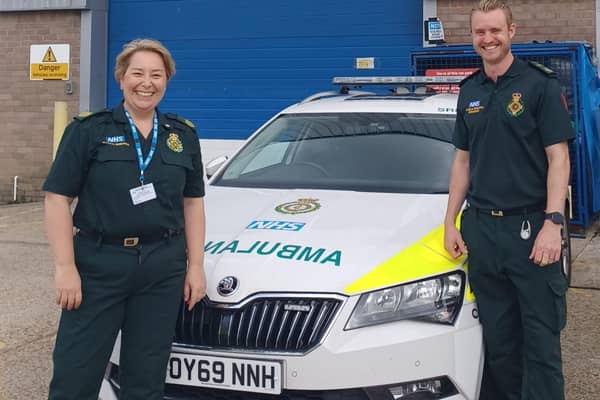 SCAS research and clinical audit manager Martina Brown with research paramedic Andrew Claxton