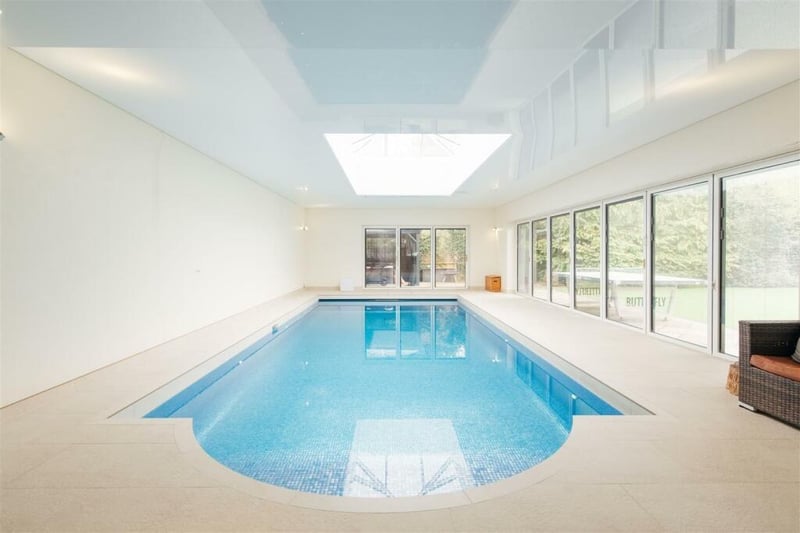 A fabulous feature of this property is the superb indoor pool/ leisure area. The 8m x 4m heated pool is tiled with iridescent Mosaic tiling and has underwater lighting, heating and a sand filtration system. The pool is surrounded by nonslip tiling