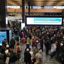 This is the scene at Euston Station currently after a person was hit by a train in Milton Keynes