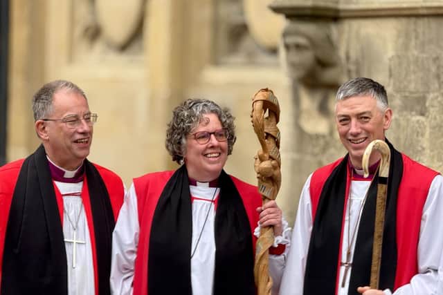 Bishop Steven with newly consecrated Bishops Mary and Dave.