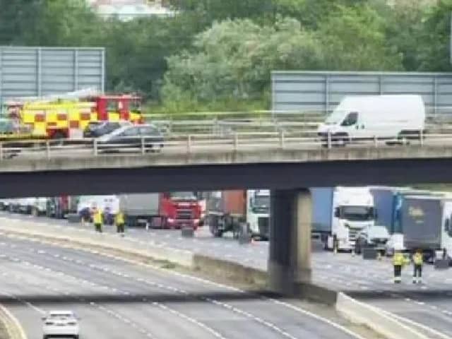 The M1 is currently closed northbound between Junctions 12 and 13