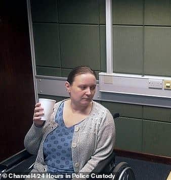 'Black Widow' Victoria Breeden, shown in a screenshot from Channel 4's 24 Hours in Police Custody waiting to be interviewed by police.