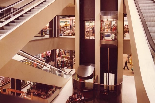 Can you remember going up and down in this lift? It was in the centre of John Lewis for many years and  its futuristic glass design was a talking point for many.