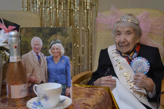 Mary Taylor celebrates her 100th birthday at the Brooklands Centre in Newport Pagnell
