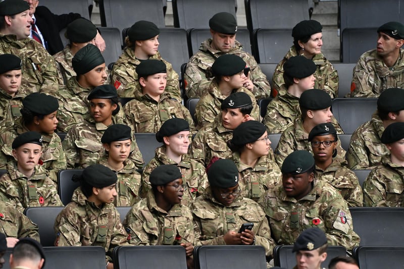 The Armed Forces members took part in a parade around the pitch at half-time