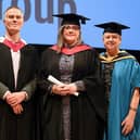 From left, Jason Mansell, MK College Director, Offender Learning, Kayleigh Southern and Sally Alexander, college chief executive and Group Principal
