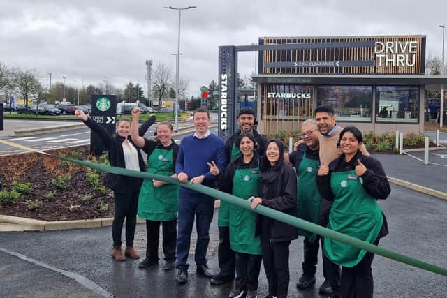 Starbucks opened a new drive-thru today at Newport Pagnell M1 service station