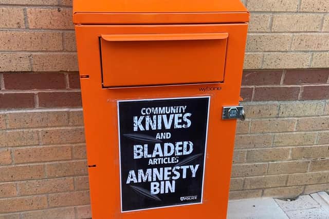 Two knife amnesty bins have been installed ahead of a month of action against violence in Milton Keynes