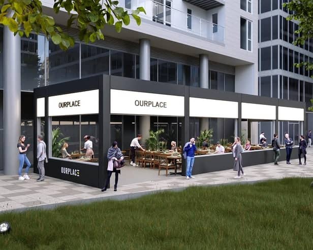 One of the new porte cocheres at The Hub in Central Milton Keynes