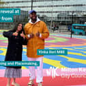 The artist has used all the colours of the rainbow to transform Station Square in Milton Keynes