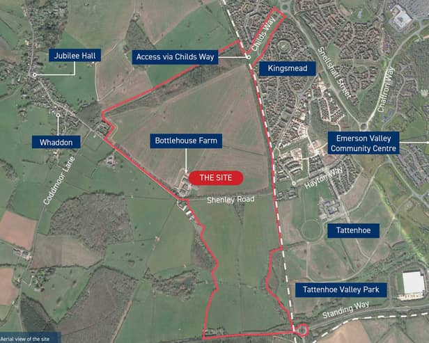 A map shows where the new Shenley Park estate will be in MK
